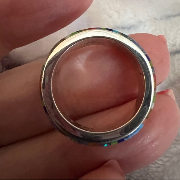 ❤️ Zuni Galaxy Micro Inlaid Infinity Band Sz 6.5 Artisan Southwestern 4.5gms - Picture 7 of 12